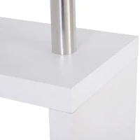 HOMCOM Bartisch-Regal Combi Stehtisch Tresentisch mit 4 Ablagefläche Multi-Winkel-Platzierung Drehbar Weiß 175x30x164,5 cm(m-5)