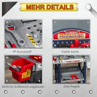 HOMCOM Kinder Werkbank Arbeitstisch Werkbanktisch mit 55 Zubehören Rollenspiel Spielzeug für Kinder von 3 bis 6 Jahren PP-kunststoff Blau+Grau  69 x 26,5 x 75 cm(m-6)