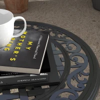 Outsunny Gartentisch Loungetisch Balkontisch, Vintage-Design, 60 x 60 x 53 cm, Schwarz(m-7)