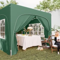 Outsunny 3 x 3m Pop-Up Gazebo Shelter, with Accessories - Dark Green(m-9)