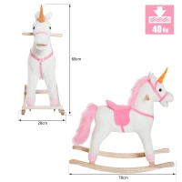 HOMCOM Caballito Balancín de Peluche Balancín Caballo Caballito Madera Juguete de Mecedora para Niños +3 Años 78x28x68cm Forma Unicornio(m-3)