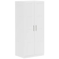 HOMCOM Double Paneled Door Wardrobe, with Shelves - White(m-1)
