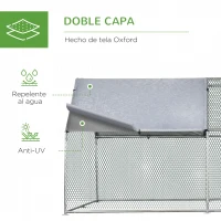 PawHut Gallinero de Exterior 2,8x3,8x1,95 m Gallinero Grande Cubierta de Tela Oxford y Corral de Metal Galvanizado Plata(m-4)