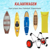HOMCOM Kajakwagen Alu Bootswagen faltbare transportwagen Kunstleder-Reifen Silber 75 kg 75 x 43 x 46 cm(m-4)