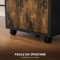 HOMCOM Cassettiera Portadocumenti con Cassetto e Ripiano, 4 Ruote, 40x35x60cm, Marrone e Nero(m-6)
