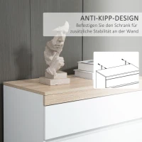 HOMCOM Kommode mit 5 Schubladen Schubladenkommode Mehrzweckschrank Sideboard Schrank Eiche+Weiß 80 x 40 x 109 cm(m-6)