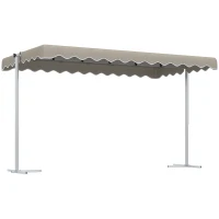 Outsunny Standmarkise, 360°-Drehsystem, ausziehbar, Kordelzug, khaki, 402,5 x 227 x 220 cm(m-1)