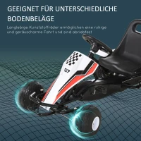 HOMCOM Go Kart Kinderfahrzeug Tretauto mit Pedal Bremsen Kinderspielzeug für 3-6 Jahre Stahl Weiß 104 x 66 x 57 cm(m-6)