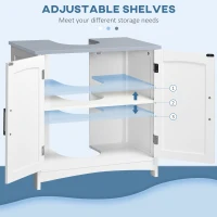 kleankin Pedestal Under Sink Cabinet with Double Doors, Modern Bathroom Vanity Unit, Storage Cupboard with Adjustable Shelves, White(m-5)