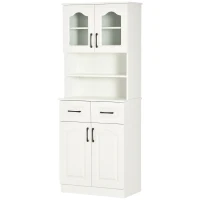 HOMCOM Kitchen Cupboard, Freestanding Storage Cabinet with 2 Adjustable Shelves, 2 Drawers and Open Counter for Living Room, Dining Room, 168cm, White(m-11)