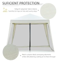 Outsunny 3 x 3 meter Outdoor Gazebo Garden Canopy Tent Sun Shade Event Shelter with Mesh Screen Side Walls, White(m-4)