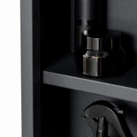 kleankin Spiegelschrank, Badschrank, 3 Regalfächer, Edelstahl, 40x12x60cm, Schwarz(m-9)