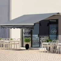 Outsunny Store banne Manuel rétractable Angle Réglable Aluminium Polyester imperméabilisé 3,5 x 2,5 m gris clair(m-2)