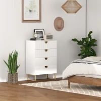HOMCOM Elegant Chest of Four Drawers - White(m-7)