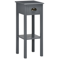 HOMCOM Mesa Auxiliar Estilo Moderno Mesita Auxiliar con Cajón y Estante de Almacenamiento 30x30x75 cm Gris