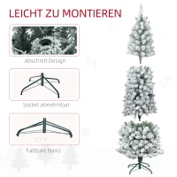 HOMCOM Künstlicher Weihnachtsbaum, flammenhemmend, mit Kunstschnee, schlank, Stahlfuß, 75 x 210 cm, Grün(m-6)