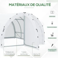 Outsunny Serre de Jardin Tunnel Surface Sol 12 m² 4L x 3l x 2H m châssis Tubulaire renforcé 25 mm Double Porte avec poignées Blanc(m-5)