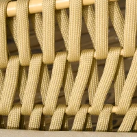 Outsunny Gartenmöbel-Set, 4-teilig, Tisch mit Glasplatte, inkl. Sitzkissen, wetterfest, Khaki(m-8)