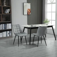 HOMCOM Lot de 2 chaises de salle à manger design assise dossier capitonné pieds métal noir effilés velours gris(m-2)