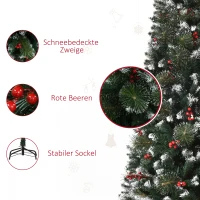 HOMCOM Weihnachtsbaum Christbaum Kunsttanne, 1,5 m, inkl. Ständer, bunte LED´s, Grün + Mehrfarbig(m-7)