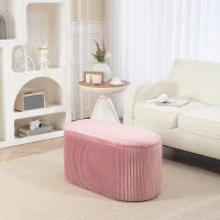 HOMCOM Pouf Panca Contenitore Moderna in Velluto Rosa per Camera da Letto, Soggiorno e Ingresso, 81x40x41cm(m-2)