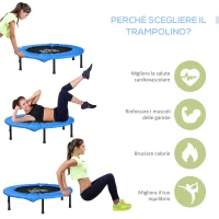 HOMCOM Trampolino Elastico Fitness Pieghevole da Giardino, Φ101.5 x 23cm, Blu e Nero(m-5)