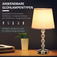 HOMCOM Tischleuchte Schreibtischleuchte Nachttischlampe, USB-Schnittstelle, 23 x 23 x 45 cm, Weiß + Silber(m-5)