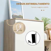 HOMCOM Mobile da Ingresso 4 in 1 in Truciolato con Specchio, Ganci e Ripiani Regolabili Interni, 145x29x184 cm(m-7)