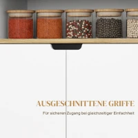 HOMCOM Rollender Küchenwagen mit Stauraum, Schrank, verstellbare Regale, für Küche, Wohnzimmer, Esszimmer, Weiß(m-7)