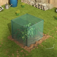 Outsunny Jaula de Cultivo con Soportes de Acero Puerta con Cremallera para Proteger las Plantas en Patio 120x120x110 cm Verde(m-8)