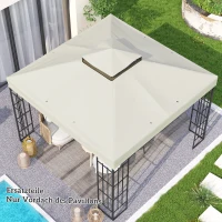Outsunny 3 x 3 m Ersatzdach für Pavillon, Pavillon-Ersatzplane mit Wasserablauf-Löchern, UPF30+, Sonnenschutz, Hellgrau(m-9)