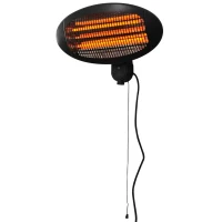 Outsunny 2kw Wall Mounted Infrared Electric Patio Heater Garden Outdoor Heating Warmer Waterproof 3 Power Settings Tilt Angle(m-11)