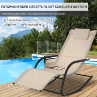 Outsunny Schaukelstuhl Schwingsessel Gartenstuh Schaukelliege Metall Mesh Beige 150 x 62 x 88 cm(m-4)