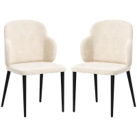 HOMCOM 2er-Set Stühle Akzentstühle, Skandi Design, Samtoptik, 54 cm x 56 cm x 86 cm, Beige + Schwarz(m-1)