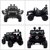 HOMCOM Kids Electric Ride On Car 12V Off Road Toy with Parental Remote Control 2 Motors Horn Lights Suspension Wheels for 3-6 Years Old Black(m-8)