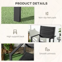 Outsunny Set of Two Aluminium Stacking Garden Chairs - Black(m-6)