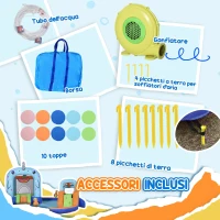 Outsunny Gioco Gonfiabile per Bambini 3-8 Anni con Borsa da Trasporto, 12 Paletti e Toppe Inclusi, 420x370x230 cm(m-5)