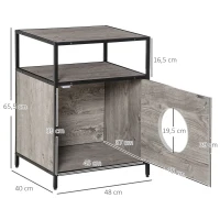 PawHut Katzenhöhle Katzenschrank Katzenbett Katzenhaus mit Tür offenem Regal Plüsch Grau+Schwarz 48 x 40 x 65,5 cm(m-3)