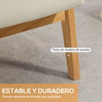 HOMCOM Butaca de Salón Tapizado en Lino Sintético con Reposabrazos y Marco de Madera para Sala de Estar Crema y Natural(m-5)