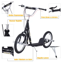 HOMCOM Trottinette patinette Freestyle Grandes Roues pneumatiques Ø 41 cm avec pegs Noir(m-4)