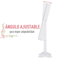 HOMCOM Joyero de Pie con Espejo Armario para Joyas Luces Reclinable Guardajoyas Anillos Pendientes Collares 30x36x146cm Blanco(m-5)