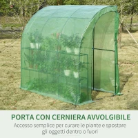 Outsunny Serra da Parete con 2 Ripiani per Piante e Fiori in Acciaio e PE, 214x120x215 cm, Verde(m-6)
