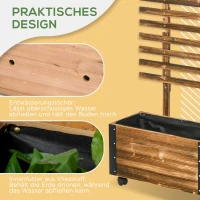 Outsunny Hochbeet mit Rankhilfe, 4 Rollen, behandeltes Massivholz, 65 cm x 31 cm x 147 cm, Schwarz + Braun(m-7)