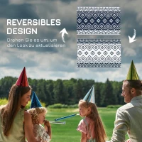 Outsunny Outdoorteppich Terrassenteppich, wetterbeständig, modernes Design, 182 cm x 274 cm x 0,3 cm, Schwarz + Weiß(m-7)