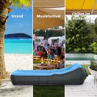 Outsunny Aufblasbarer Sitzsack, wasserdicht, bis 200 kg Tragkraft, 195x83x52cm, Blau(m-7)