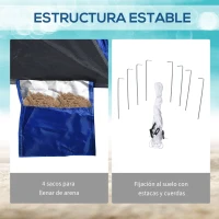 Outsunny Tienda de Playa Plegable con Bolsa de Transporte Apertura Automática Protección UV e Impermeable 247x247x145 cm Azul(m-5)