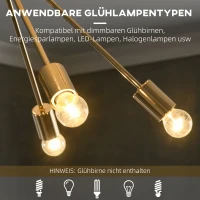 HOMCOM Deckenleuchte, Sputnik-Leuchte, Vintage-Design, E27 Fassung, 10 Leuchten, Goldfarben(m-5)