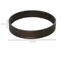 Outsunny Letto per Orto Rialzato in HDPE, Fioriera da Esterno Rotonda, Φ123x21cm, Marrone(m-3)