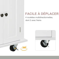 HOMCOM Desserte ilôt de cuisine multi rangements 2 tiroirs 2 placard 2 portes avec étagère range-bouteille porte-torchons et étagère réglable MDF blanc hévéa(m-7)