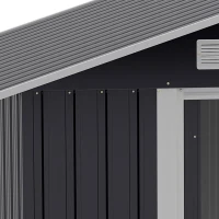 Outsunny Gartenhaus Geräteschuppen Gerätehaus Gartenchuppen, wetterbeständig, 2,6 m² Bodenfläche, rostfreier Stahl, 195,5 x 153 x 188 cm, Schwarz(m-8)